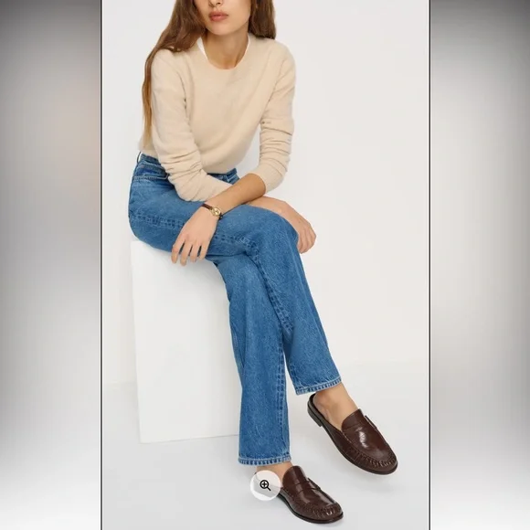 Reformation Francine Loafer Mule Brown - Size 7 - Picture 3 of 4